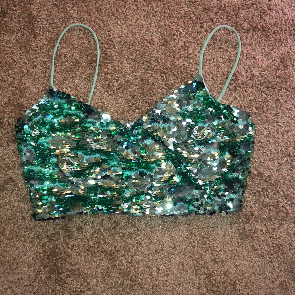 Sequin crop tank top